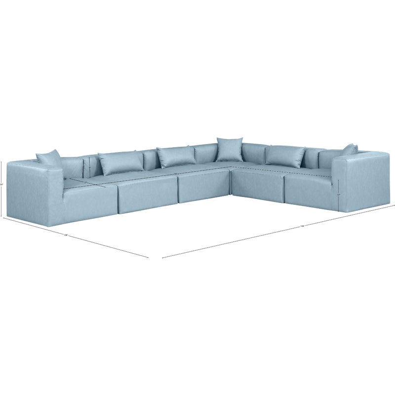 Meridian Cube Light Blue Vegan Leather Modular Sectional IMAGE 11