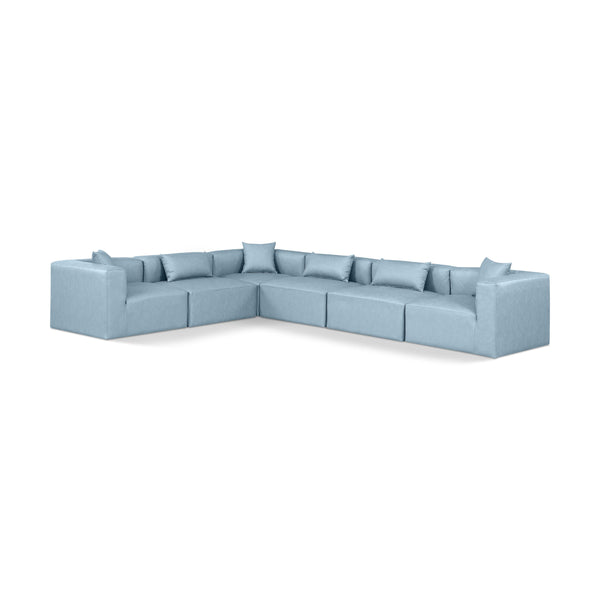 Meridian Cube Light Blue Vegan Leather Modular Sectional IMAGE 1