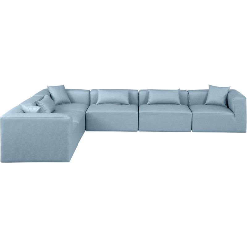 Meridian Cube Light Blue Vegan Leather Modular Sectional IMAGE 3