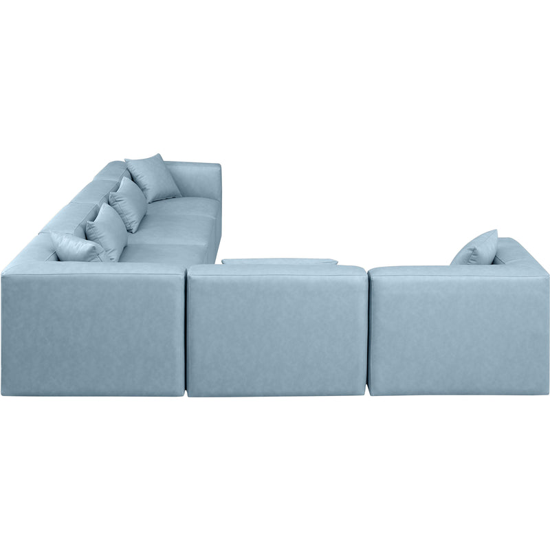 Meridian Cube Light Blue Vegan Leather Modular Sectional IMAGE 4