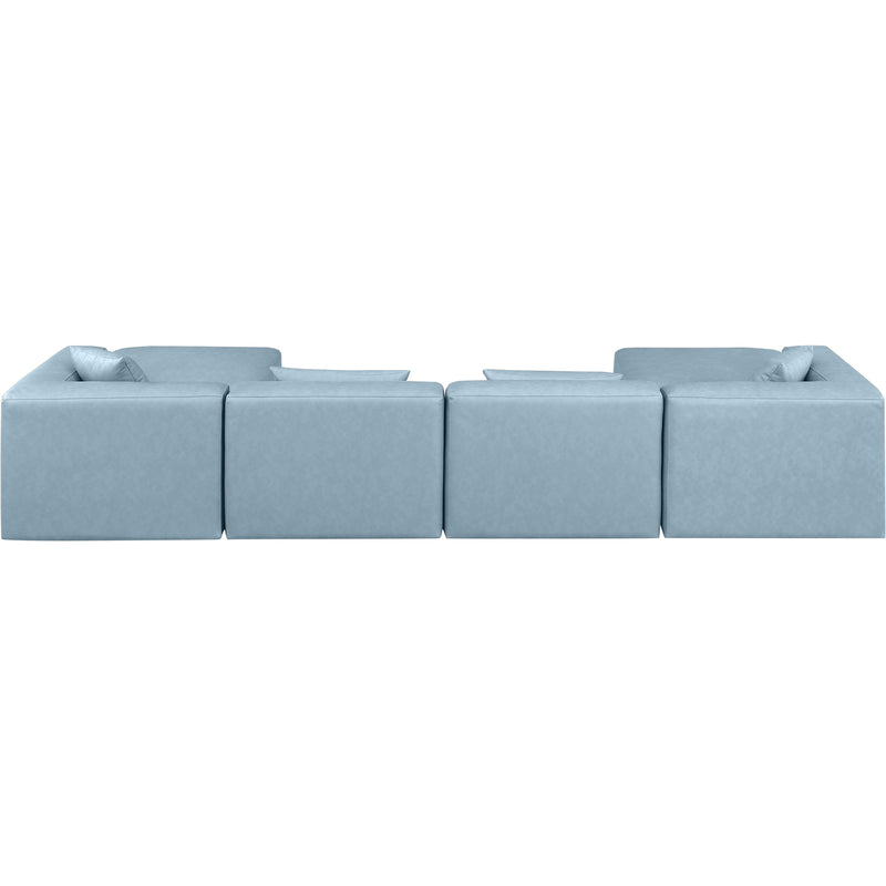 Meridian Cube Light Blue Vegan Leather Modular Sectional IMAGE 3