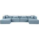Meridian Cube Light Blue Vegan Leather Modular Sectional IMAGE 4
