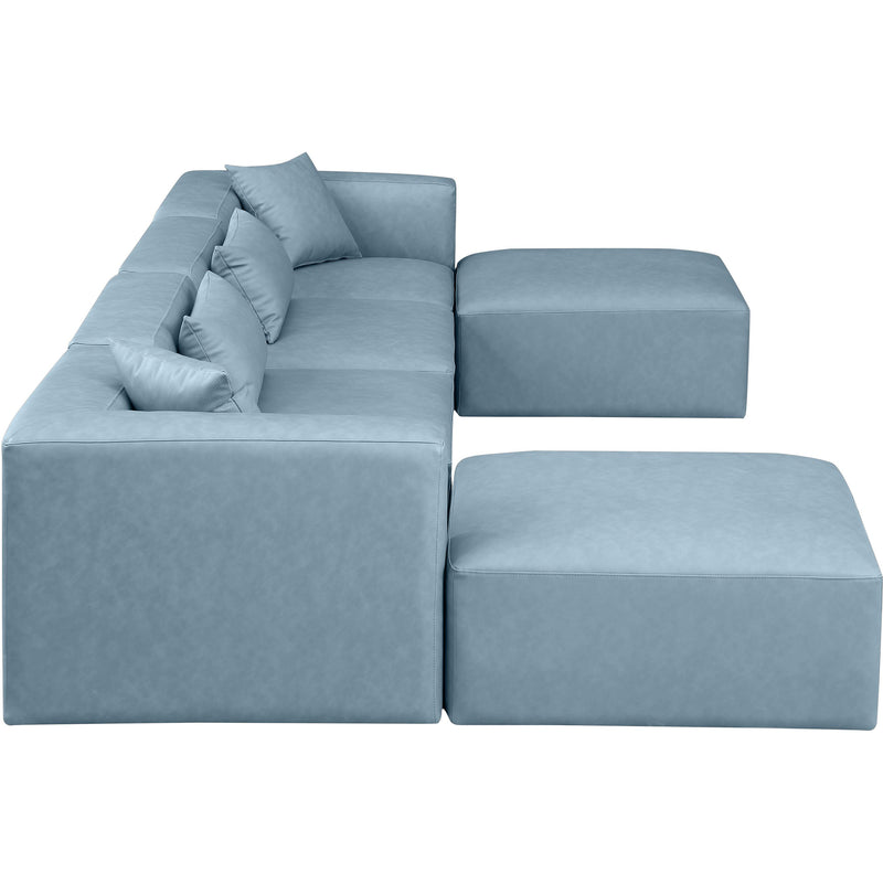 Meridian Cube Light Blue Vegan Leather Modular Sectional IMAGE 5