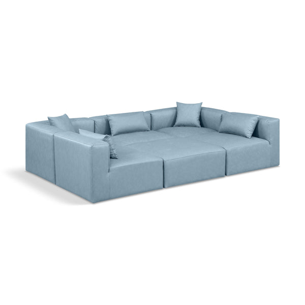 Meridian Cube Light Blue Vegan Leather Modular Sectional IMAGE 1
