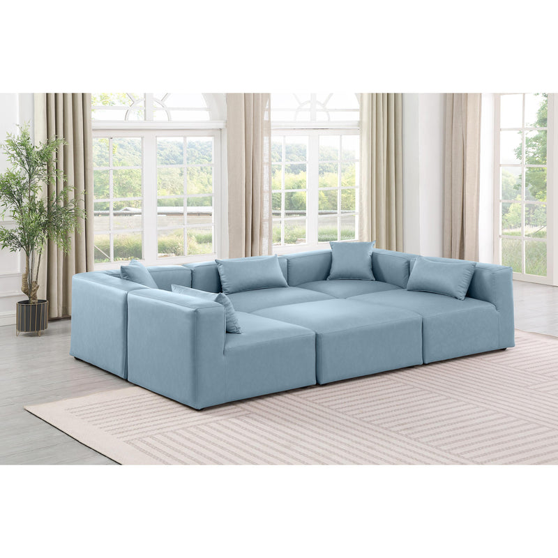 Meridian Cube Light Blue Vegan Leather Modular Sectional IMAGE 2
