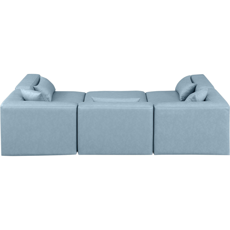 Meridian Cube Light Blue Vegan Leather Modular Sectional IMAGE 3