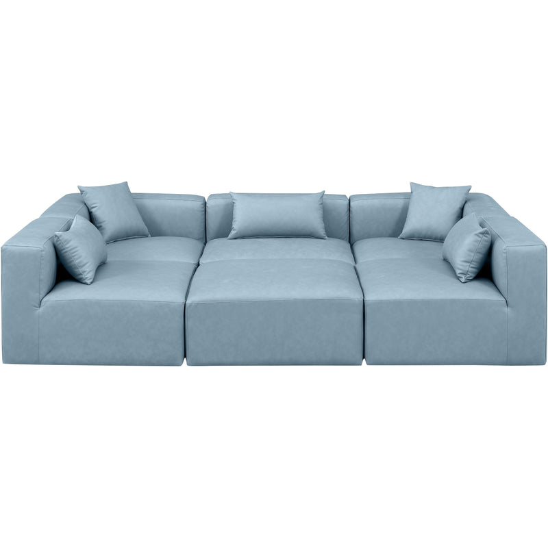Meridian Cube Light Blue Vegan Leather Modular Sectional IMAGE 4