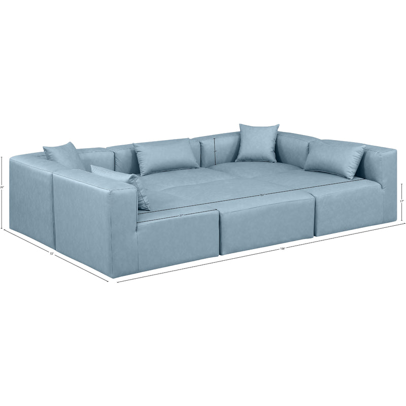 Meridian Cube Light Blue Vegan Leather Modular Sectional IMAGE 9