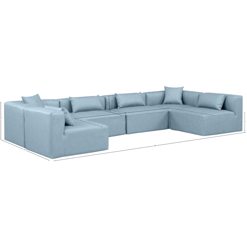 Meridian Cube Light Blue Vegan Leather Modular Sectional IMAGE 10