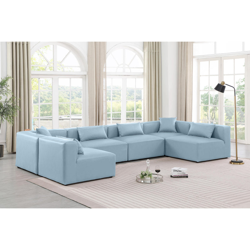 Meridian Cube Light Blue Vegan Leather Modular Sectional IMAGE 2