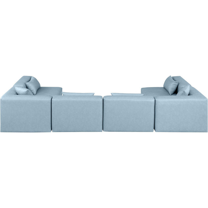 Meridian Cube Light Blue Vegan Leather Modular Sectional IMAGE 3