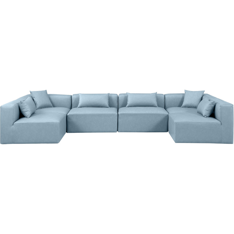 Meridian Cube Light Blue Vegan Leather Modular Sectional IMAGE 4