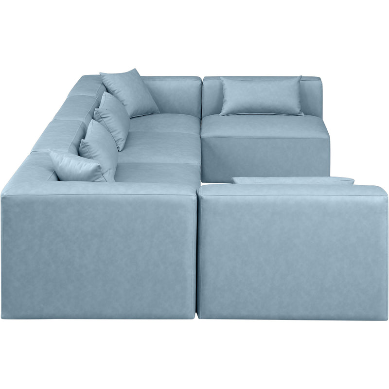 Meridian Cube Light Blue Vegan Leather Modular Sectional IMAGE 5