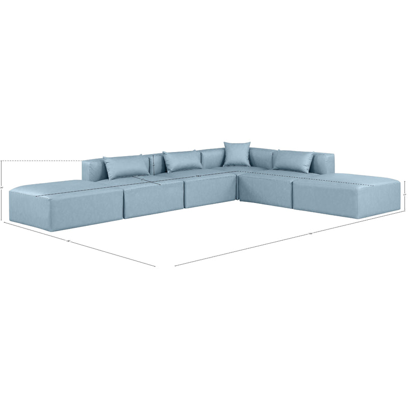 Meridian Cube Light Blue Vegan Leather Modular Sectional IMAGE 10