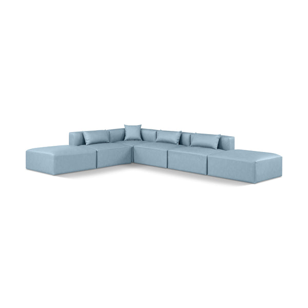 Meridian Cube Light Blue Vegan Leather Modular Sectional IMAGE 1