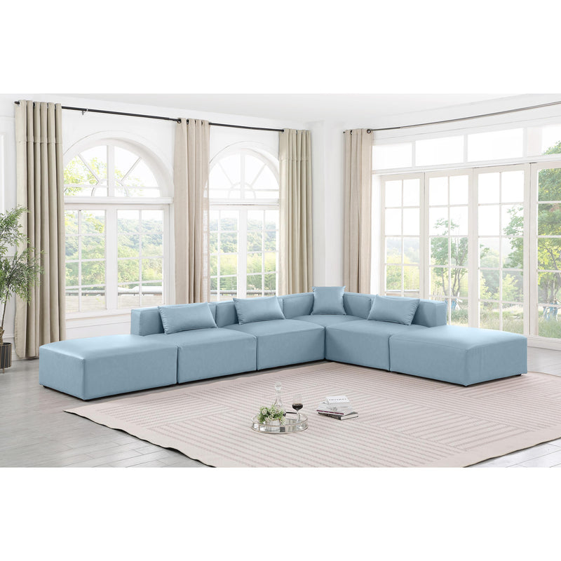 Meridian Cube Light Blue Vegan Leather Modular Sectional IMAGE 2