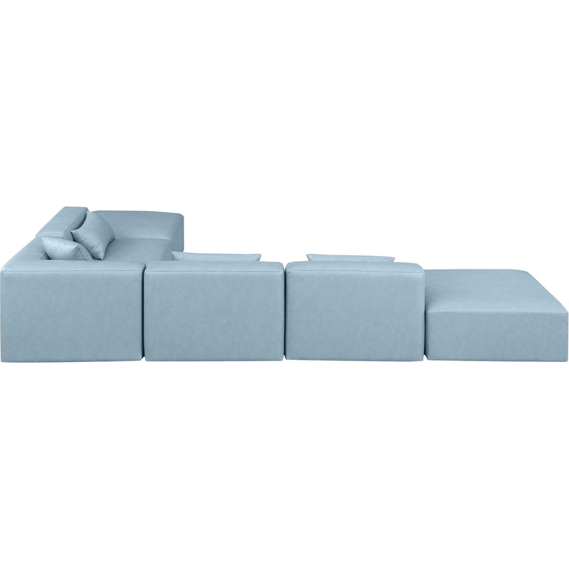 Meridian Cube Light Blue Vegan Leather Modular Sectional IMAGE 5
