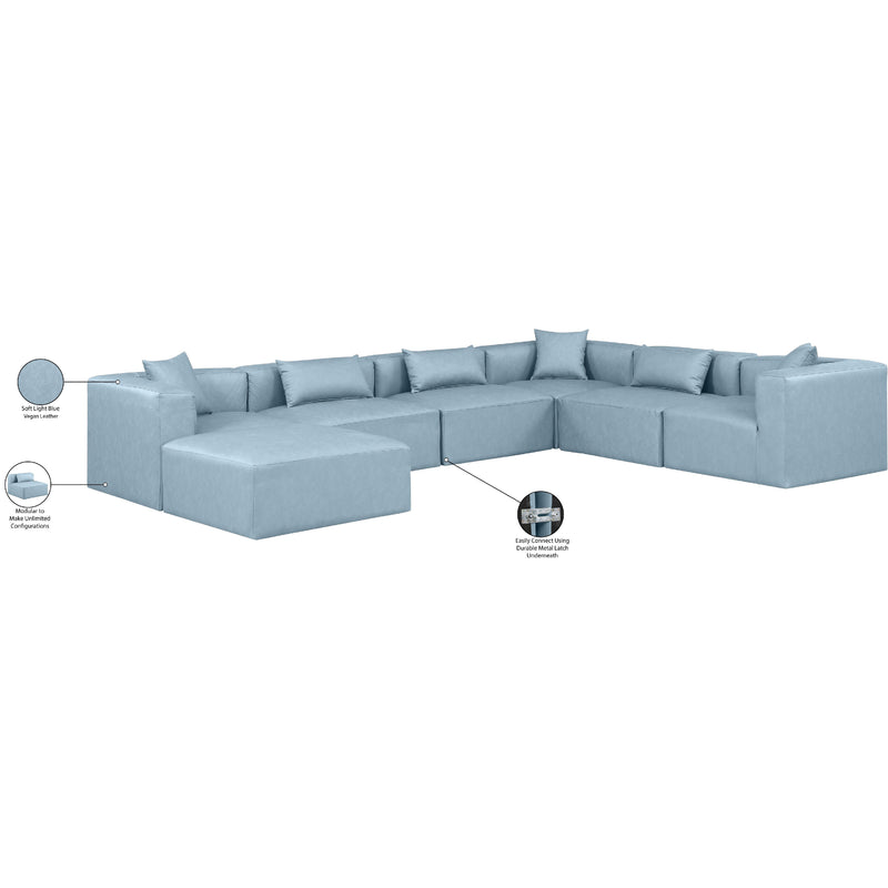 Meridian Cube Light Blue Vegan Leather Modular Sectional IMAGE 10