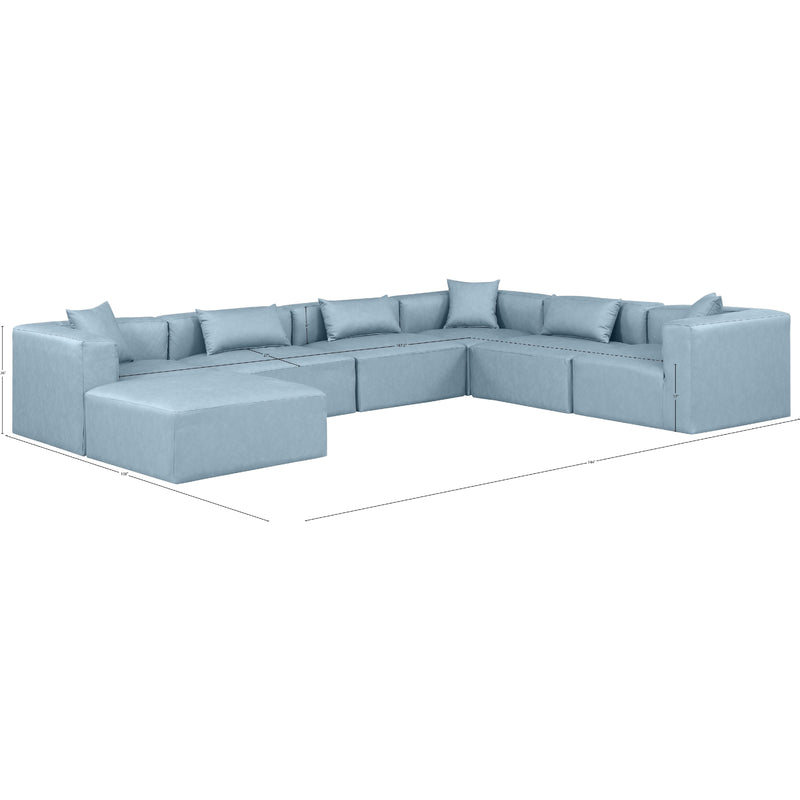 Meridian Cube Light Blue Vegan Leather Modular Sectional IMAGE 11