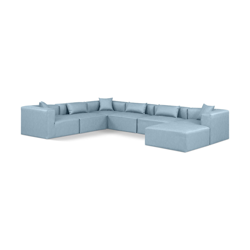 Meridian Cube Light Blue Vegan Leather Modular Sectional IMAGE 1