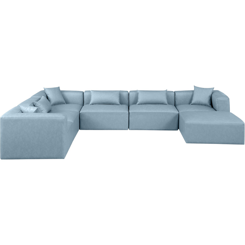 Meridian Cube Light Blue Vegan Leather Modular Sectional IMAGE 3