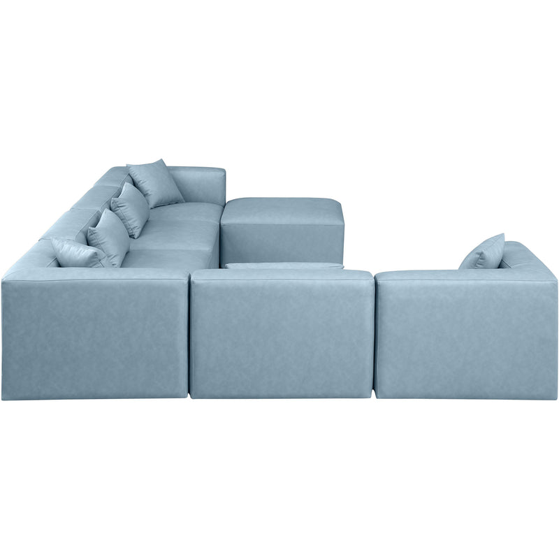 Meridian Cube Light Blue Vegan Leather Modular Sectional IMAGE 4