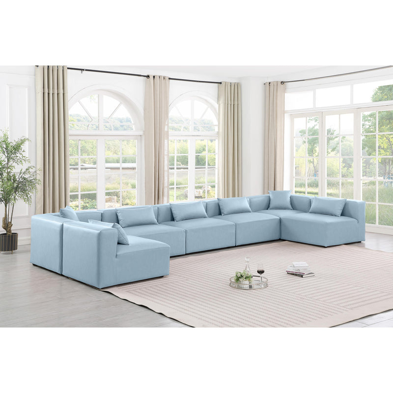 Meridian Cube Light Blue Vegan Leather Modular Sectional IMAGE 2