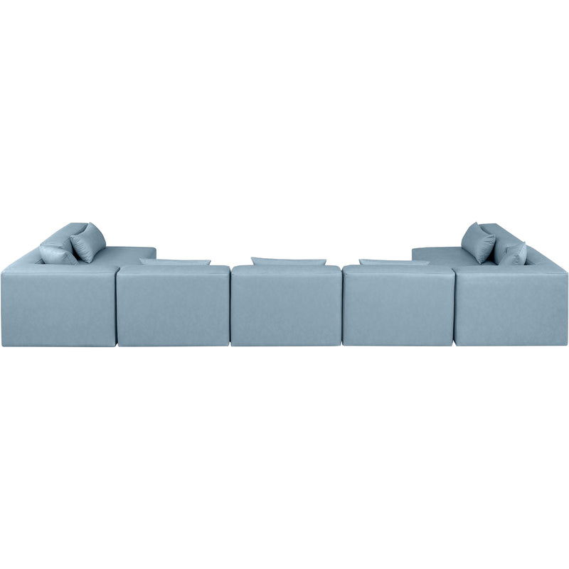 Meridian Cube Light Blue Vegan Leather Modular Sectional IMAGE 3