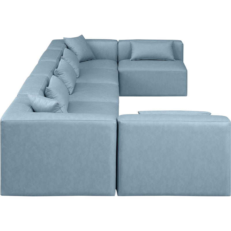 Meridian Cube Light Blue Vegan Leather Modular Sectional IMAGE 5