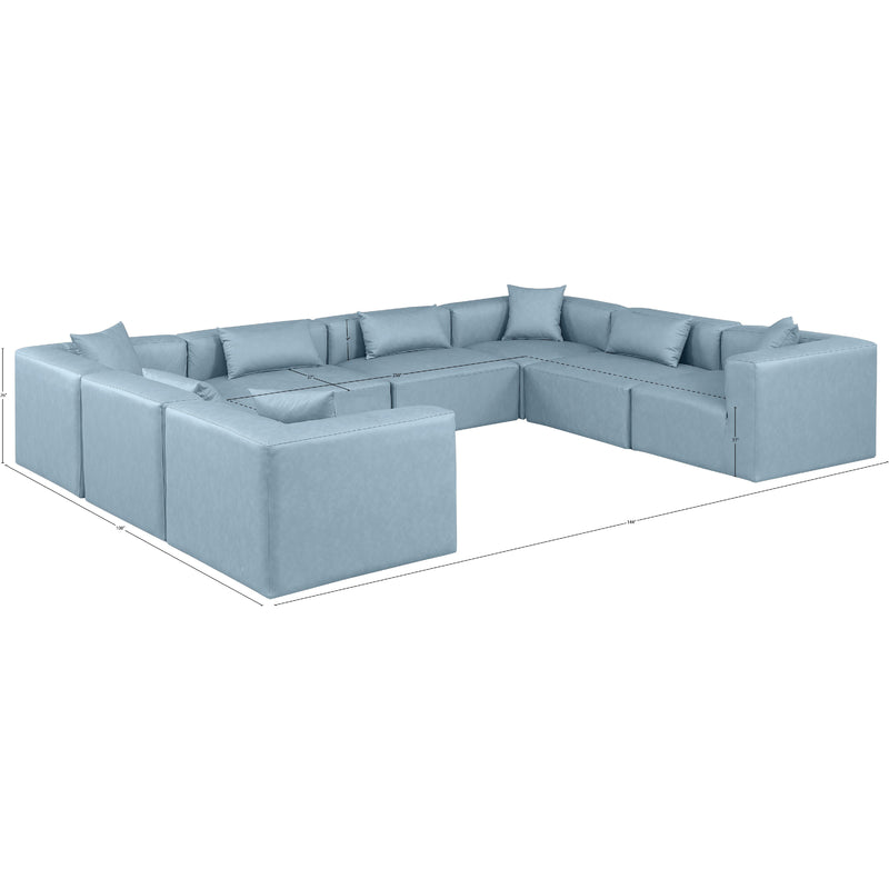 Meridian Cube Light Blue Vegan Leather Modular Sectional IMAGE 10