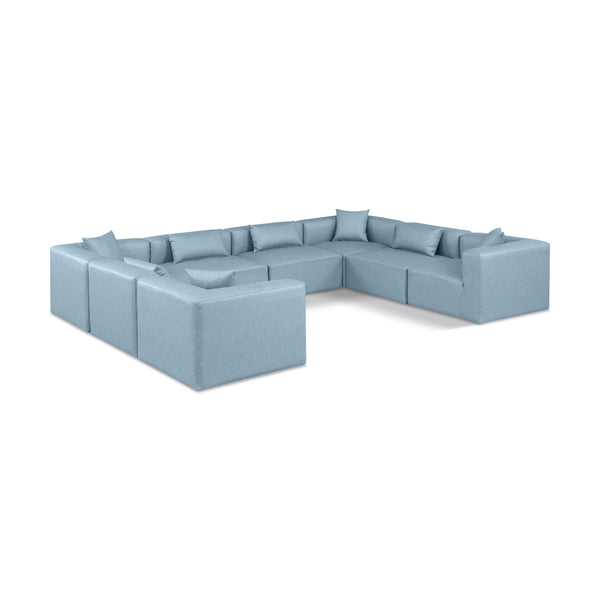 Meridian Cube Light Blue Vegan Leather Modular Sectional IMAGE 1