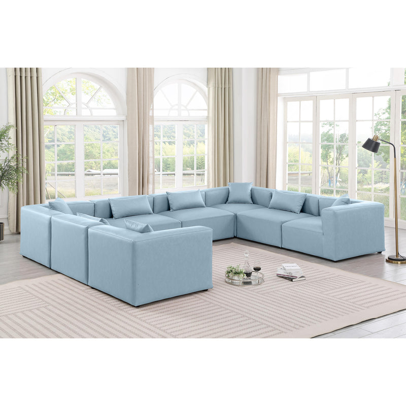 Meridian Cube Light Blue Vegan Leather Modular Sectional IMAGE 2