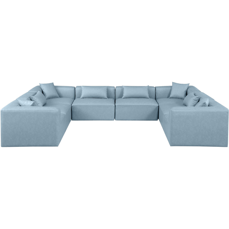 Meridian Cube Light Blue Vegan Leather Modular Sectional IMAGE 4