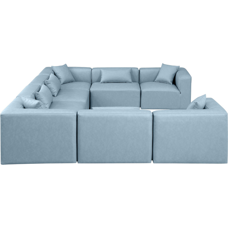 Meridian Cube Light Blue Vegan Leather Modular Sectional IMAGE 5