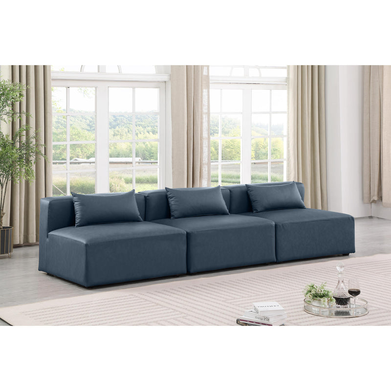 Meridian Cube Navy Blue Vegan Leather Modular Sofa IMAGE 2