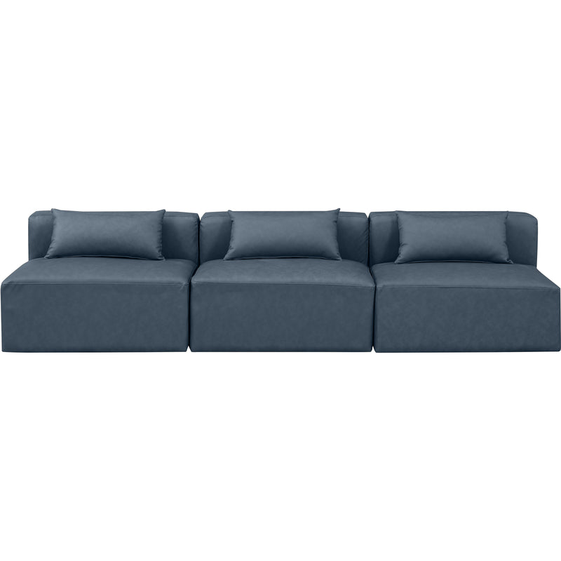 Meridian Cube Navy Blue Vegan Leather Modular Sofa IMAGE 4