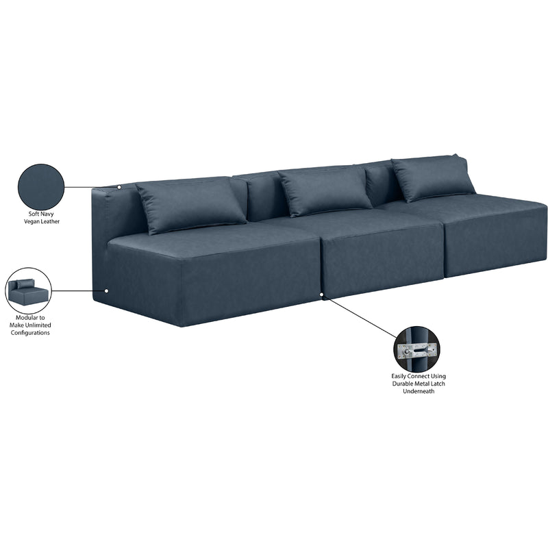 Meridian Cube Navy Blue Vegan Leather Modular Sofa IMAGE 8