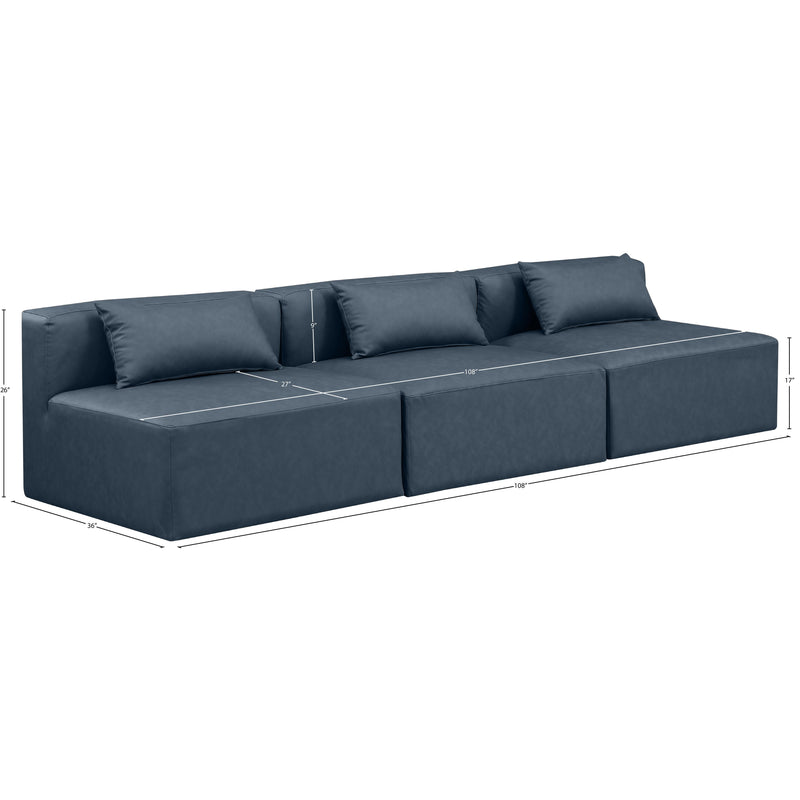 Meridian Cube Navy Blue Vegan Leather Modular Sofa IMAGE 9
