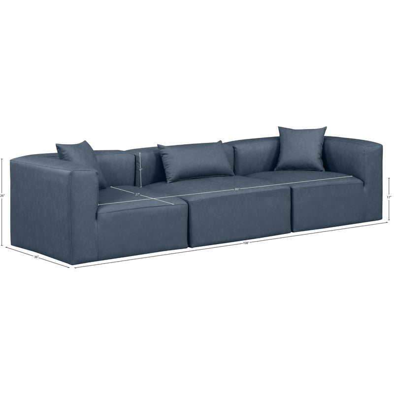 Meridian Cube Navy Blue Vegan Leather Modular Sofa IMAGE 10