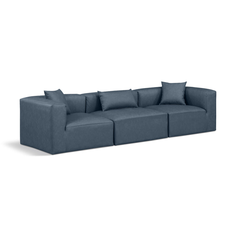Meridian Cube Navy Blue Vegan Leather Modular Sofa IMAGE 1