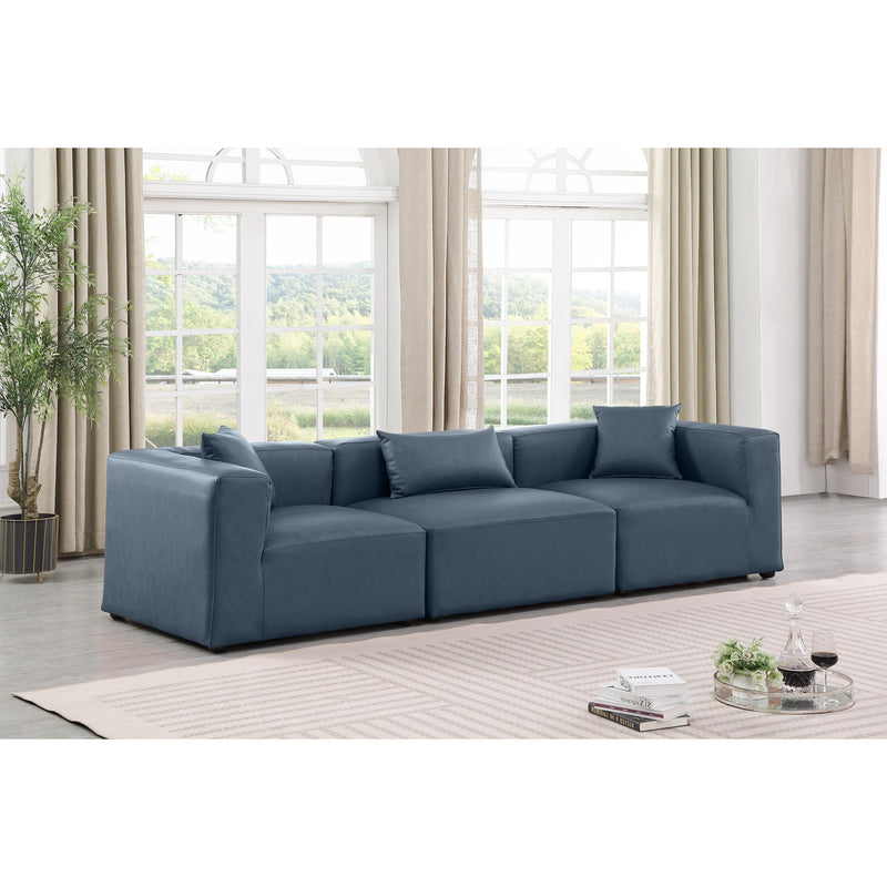 Meridian Cube Navy Blue Vegan Leather Modular Sofa IMAGE 2