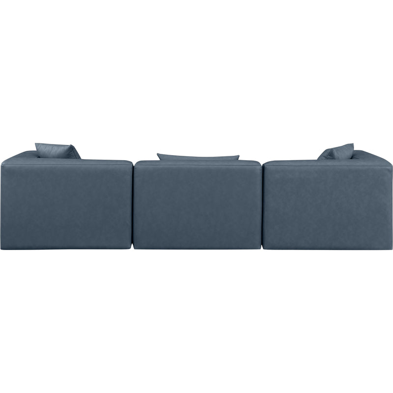 Meridian Cube Navy Blue Vegan Leather Modular Sofa IMAGE 3
