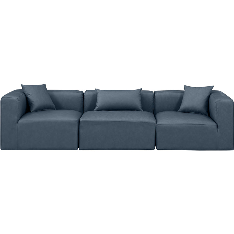 Meridian Cube Navy Blue Vegan Leather Modular Sofa IMAGE 4