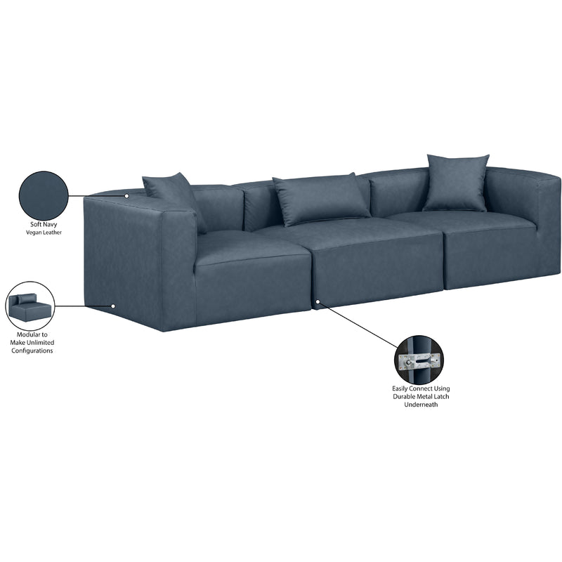 Meridian Cube Navy Blue Vegan Leather Modular Sofa IMAGE 9