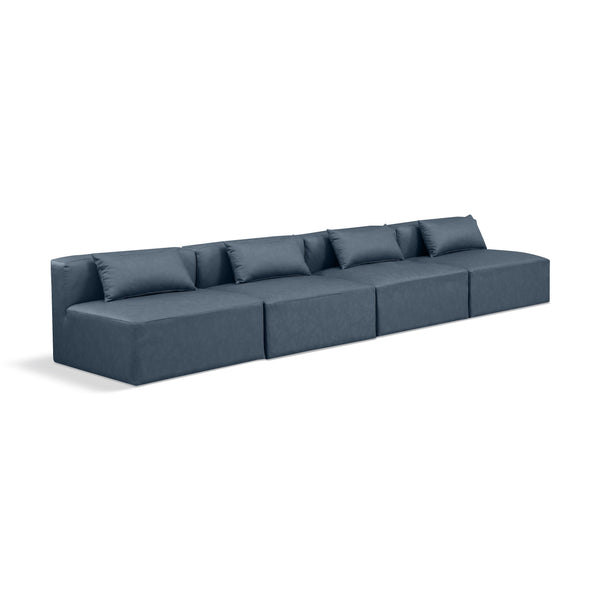 Meridian Cube Navy Blue Vegan Leather Modular Sofa IMAGE 1