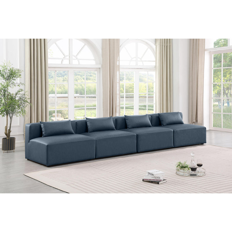 Meridian Cube Navy Blue Vegan Leather Modular Sofa IMAGE 2