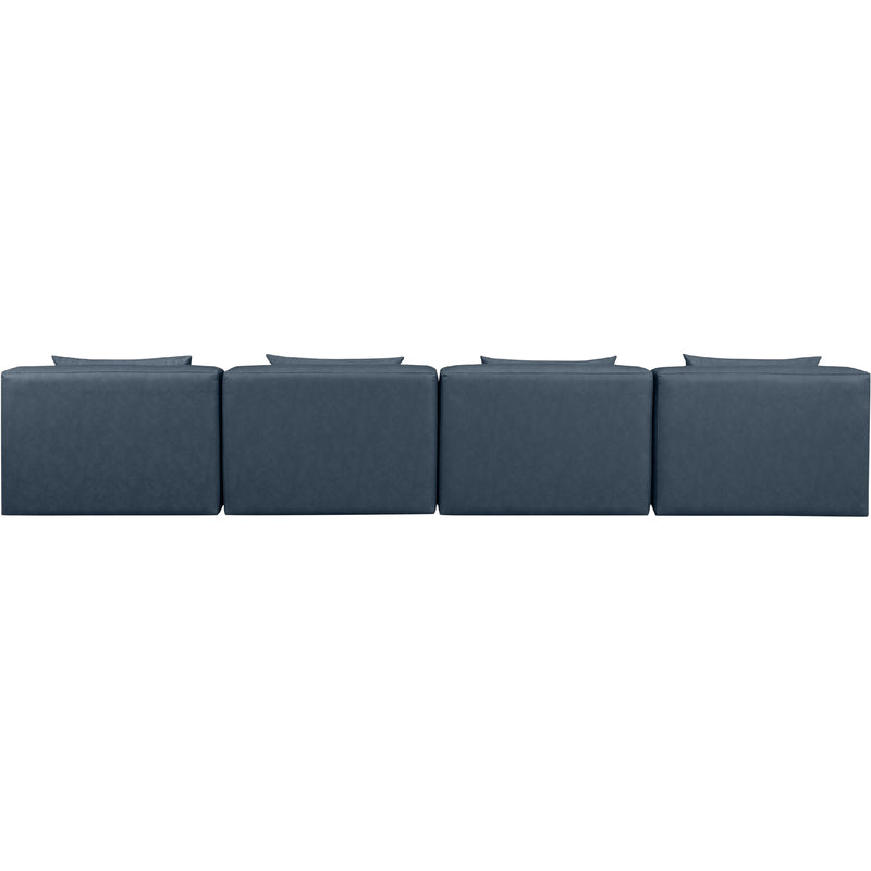 Meridian Cube Navy Blue Vegan Leather Modular Sofa IMAGE 3