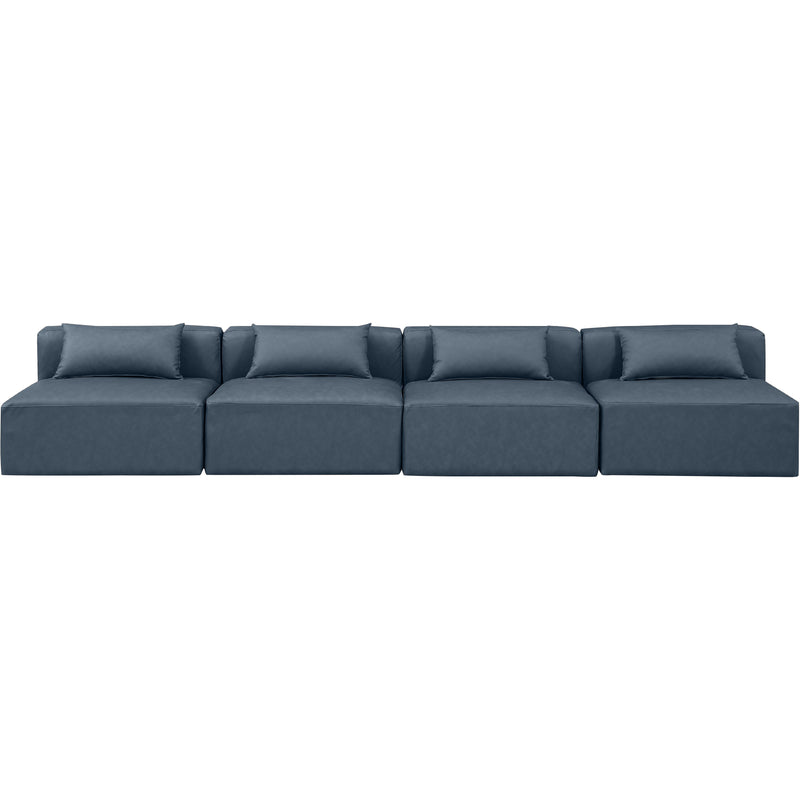 Meridian Cube Navy Blue Vegan Leather Modular Sofa IMAGE 4
