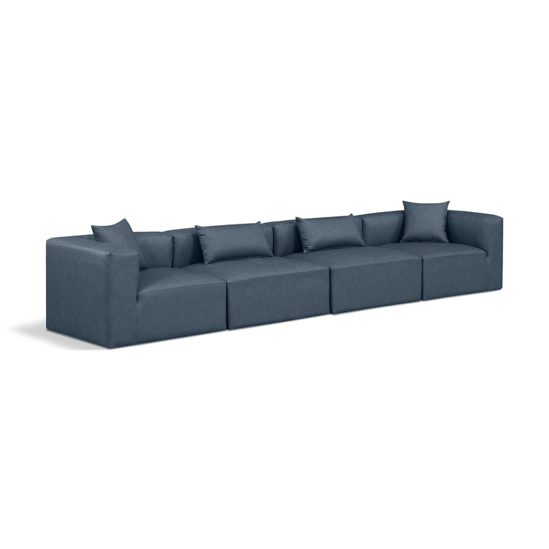 Meridian Cube Navy Blue Vegan Leather Modular Sofa IMAGE 1