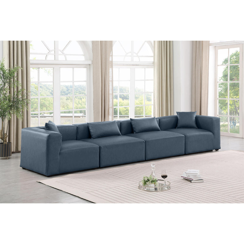 Meridian Cube Navy Blue Vegan Leather Modular Sofa IMAGE 2